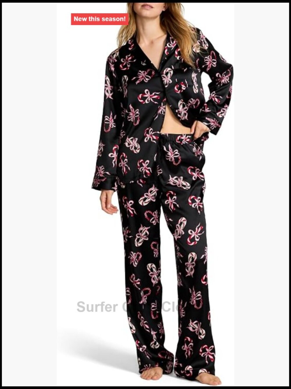 Satin Pajama Set, Long Sleeve Button Down Shirt & Pants, 2 Piece